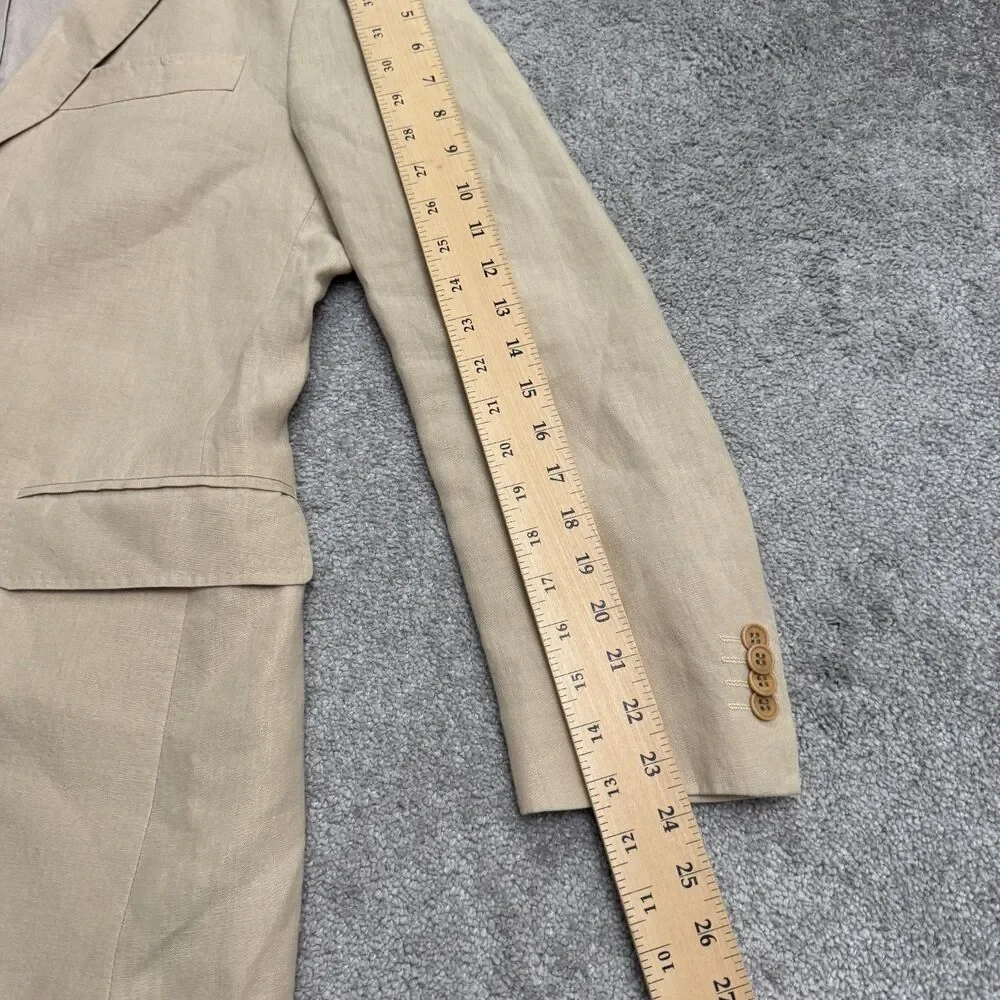Milano Fratelli Ormezzano Two Button Blazer Men 40R Beige 100% Linen Sport Coat